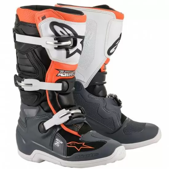 Alpinestars Kids Tech 7S Black Grey White Orange Fluo Motocross Boots MD Racing Products
