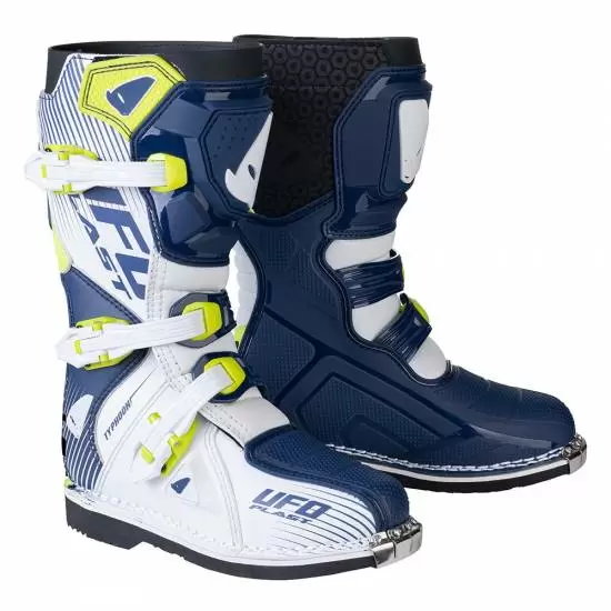 UFO Kids Typhoon Blue White Yellow Motocross Boots MD Racing Products