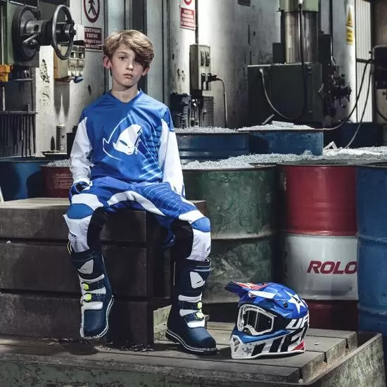 UFO Kids Typhoon Blue White Yellow Motocross Boots MD Racing Products