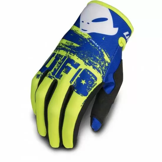 UFO Draft Neon Yellow Blue Motocross Gloves MD Racing Products