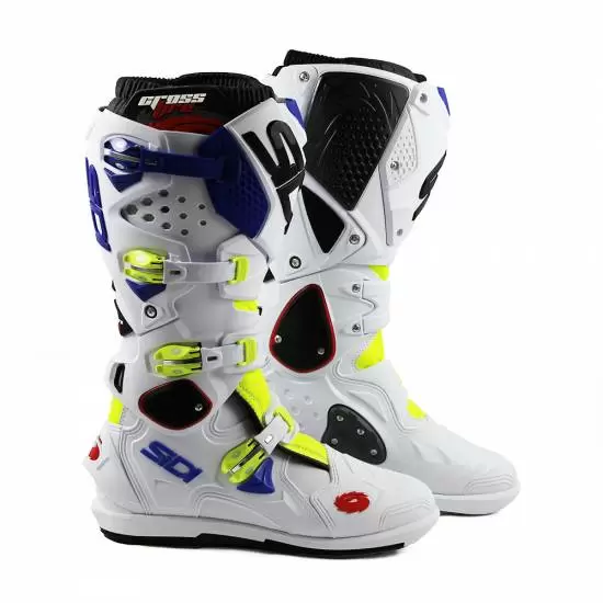 Sidi Crossfire 2 SRS Boots Yellow Fluo White Blue MD Racing Products