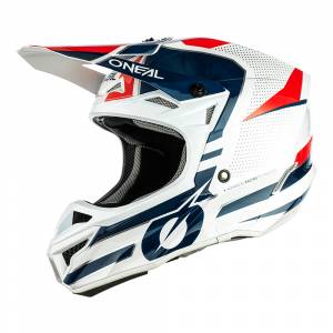ONeal 5 Series Polyacrylite Sleek White Blue Red Motocross Helmet
