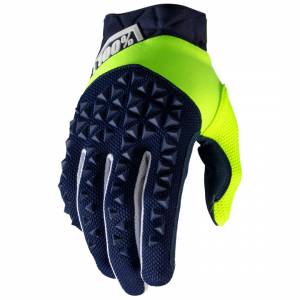 100% Airmatic Navy Fluo Yellow Motocross Gloves