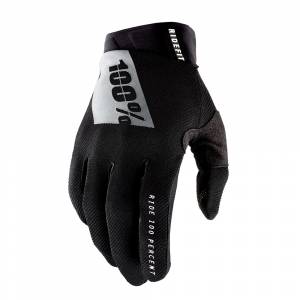 100% RideFit Black Motocross Gloves