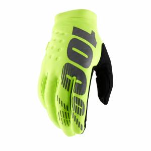 100% Brisker Fluo Yellow Cold Weather Motocross Gloves