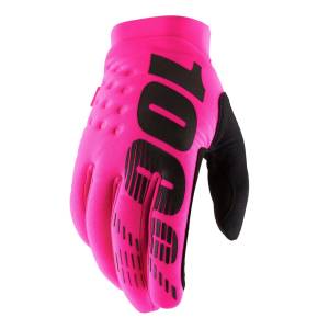 100% Brisker Neon Pink Cold Weather Motocross Gloves