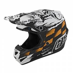 Troy Lee Designs SE4 Polyacrylite Strike White Black Motocross Helmet