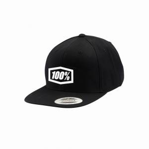 100% Classic Black Snapback Hat