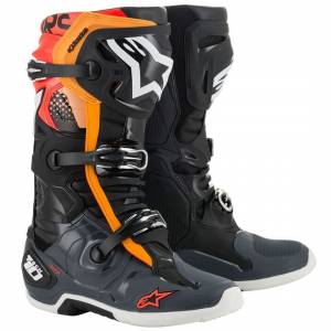 Alpinestars Tech 10 Black Grey Orange Red Fluo Motocross Boots