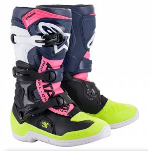 Alpinestars Youth Tech 3S Black Blue Pink Motocross Boots