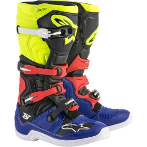 Alpinestars Tech 5 Blue Black Yellow Fluo Red Motocross Boots