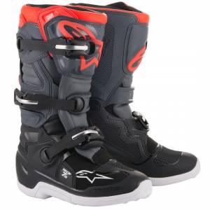 Alpinestars Kids Tech 7S Black Dark Grey Fluo Red Motocross Boots