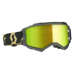 Scott Fury Camo Kaki Yellow Chrome Lens Motocross Gogglesi