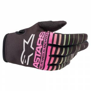 Alpinestars Kids Radar Black Green Neon Pink Fluo Motocross Gloves