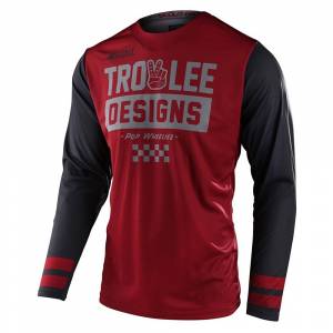 Troy Lee Designs Scout GP Peace and Wheelies Burgundy Dark Grey Motocross Jersey