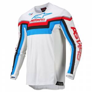 Alpinestars Techstar Quadro Off White Blue Neon Bright Red Motocross Jersey