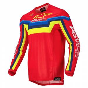 Alpinestars Techstar Quadro Bright Red Yellow Fluo Blue Motocross Jersey