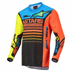 Alpinestars Kids Racer Compass Black Yellow Fluo Coral Motocross Jersey