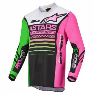 Alpinestars Kids Racer Compass Black Green Neon Pink Fluo Motocross Jersey