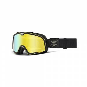 100% Barstow Caliber Flash Yellow Mirror Lens Motocross Goggles