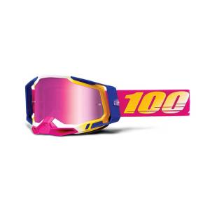 Racecraft2 Goggle Mission / Mirror Pink Lens with Removable nose guard deflects roost & debris.