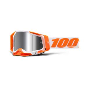 100% Racecraft 2 Goggle Orange Mirror Silver Flash Lens with noseguard