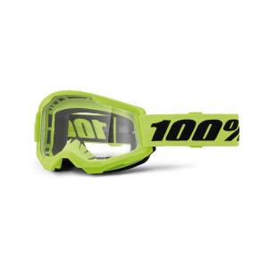100% Strata 2 Neon Yellow Clear Lens Goggles