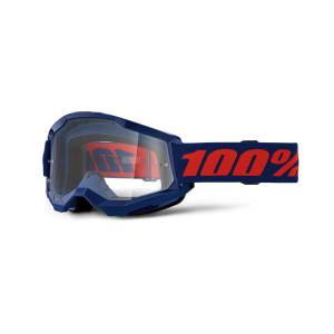 100% Strata 2 Navy Clear Lens Goggles