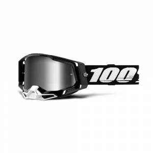 100% Racecraft 2 Black Silver Mirror Lens Motocross Goggles