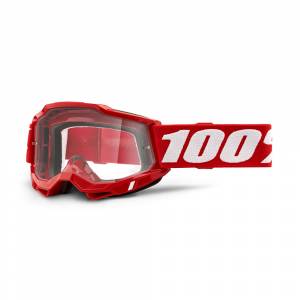 100% Accuri 2 Neon Red Clear Lens Motocross Goggles