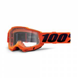 100% Accuri 2 Neon Orange Clear Lens Motocross Goggles