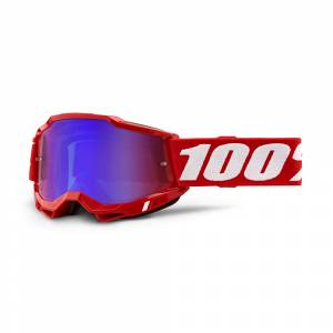 100% Accuri 2 Neon Red Red Blue Mirror Lens Motocross Goggles