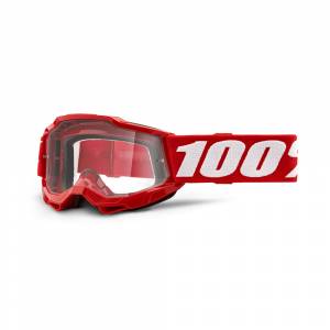 100% Kids Accuri 2 Neon Red Clear Lens Motocross Goggles