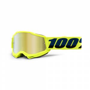 100% Kids Accuri 2 Fluo Yellow Gold Mirror Lens Motocross Goggles