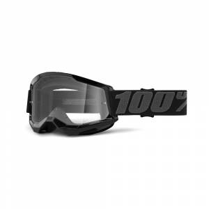 100% Strata 2 Black Clear Lens Motocross Goggles