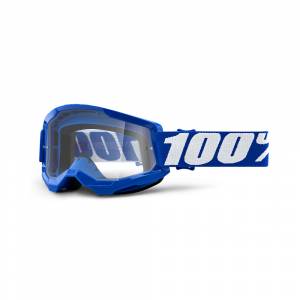 100% Strata 2 Blue Clear Lens Motocross Goggles