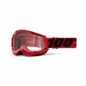 100% Strata 2 Red Clear Lens Motocross Goggles