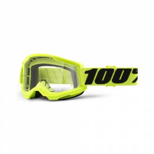 100% Strata 2 Fluo Yellow Clear Lens Motocross Goggles