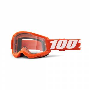 100% Strata 2 Orange Clear Lens Motocross Goggles