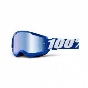 100% Strata 2 Blue Blue Mirror Lens Motocross Goggles