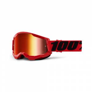 100% Strata 2 Red Red Mirror Lens Motocross Goggles