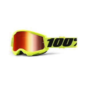 100% Strata 2 Fluo Yellow Red Mirror Lens Motocross Goggles