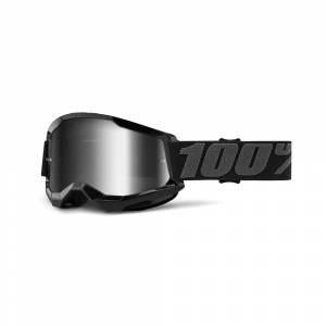 100% Strata 2 Black Silver Mirror Lens Motocross Goggles