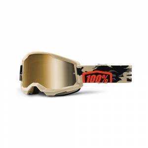 100% Strata 2 Kombat Gold Mirror Lens Motocross Goggles