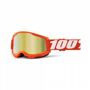 100% Strata 2 Orange Gold Mirror Lens Motocross Goggles