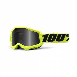 100% Strata 2 Fluo Yellow Grey Smoke Lens Sand Goggles