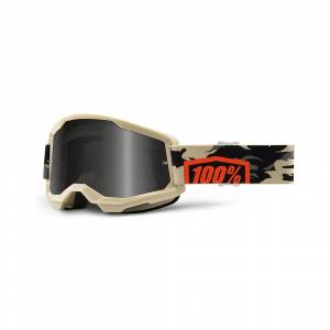 100% Strata 2 Kombat Grey Smoke Lens Sand Goggles