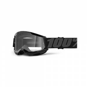 100% Kids Strata 2 Black Clear Lens Motocross Goggles