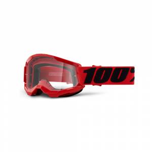100% Kids Strata 2 Red Clear Lens Motocross Goggles
