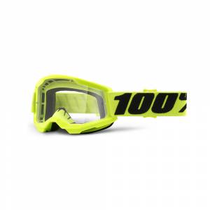 100% Kids Strata 2 Fluo Yellow Clear Lens Motocross Goggles